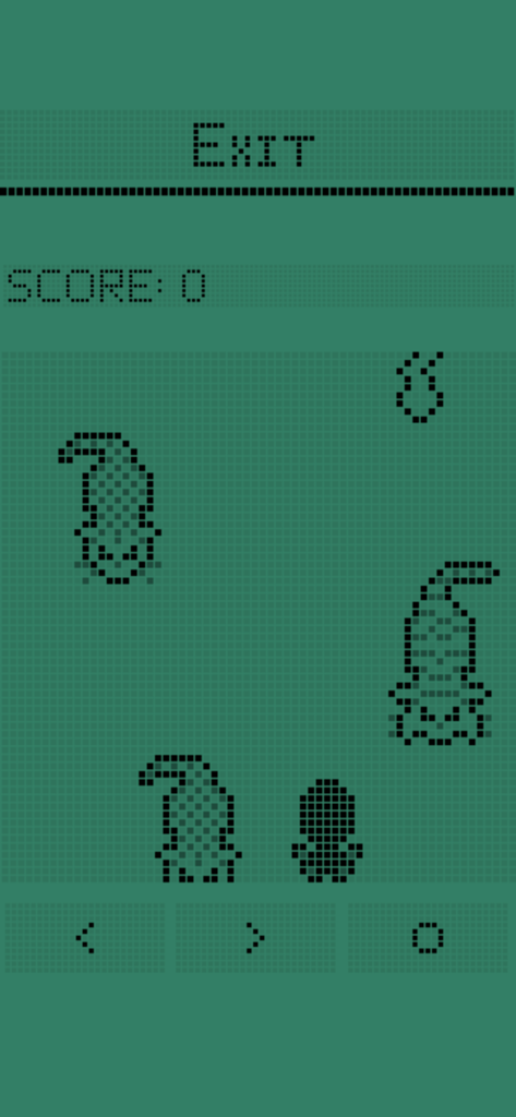 Retro pixel art mini-game interface in Wildagotchi with adorable animal characters