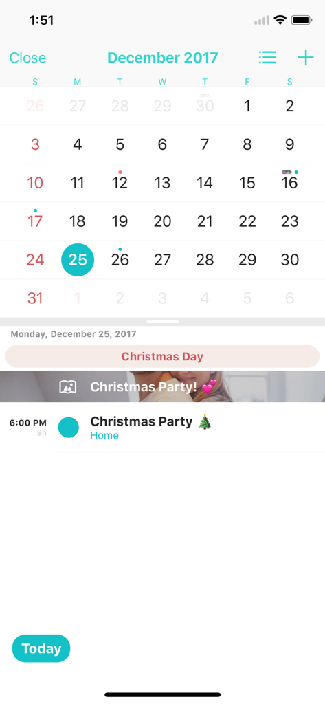 Ein gemeinsamer Beziehungs-Kalender in der Between App, der eine geplante Weihnachtsfeier am 25. Dezember zeigt.