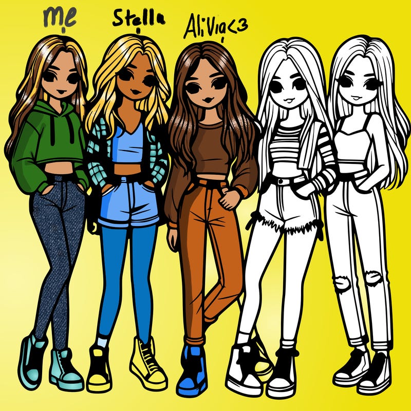 5 girls friends standing