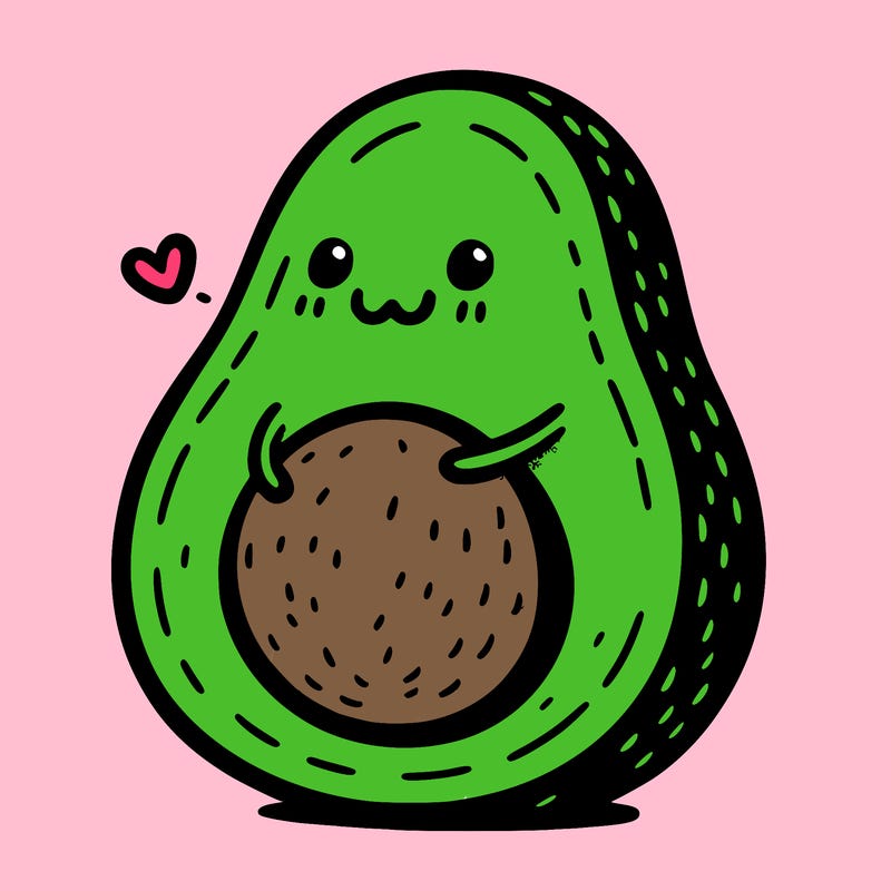 an avocado hugging an avocado