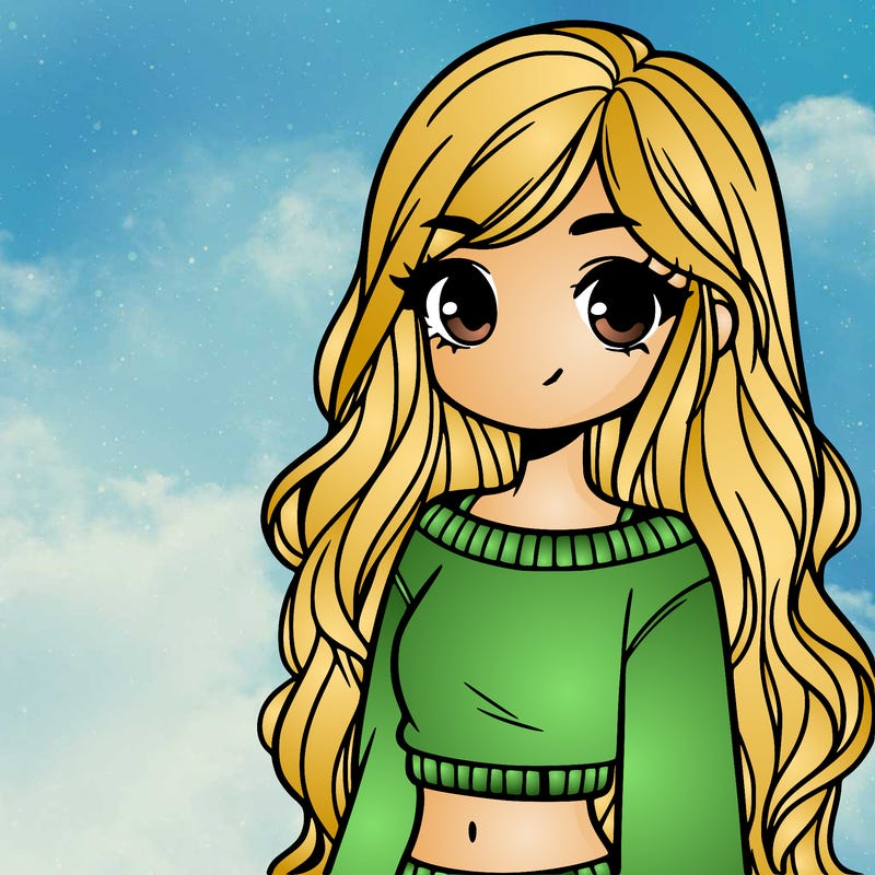 girl with long hair and a crop top with a sweater