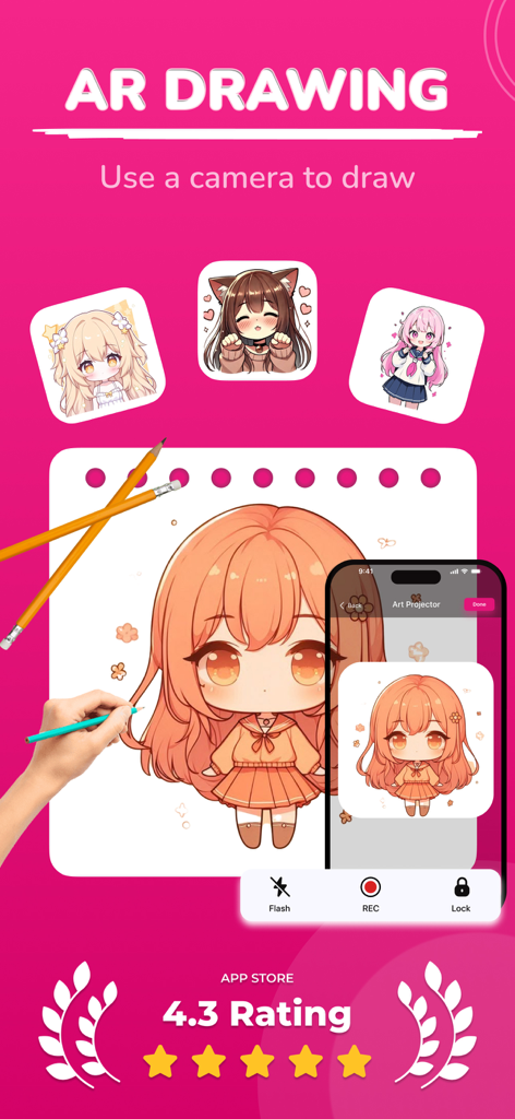 How to Draw, Step by step - Aplicación de dibujo con RA proyectando un personaje de anime para calcar en papel