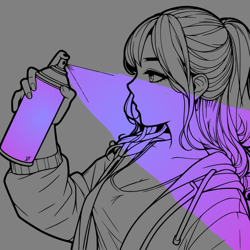 a realistic girl spray, painting