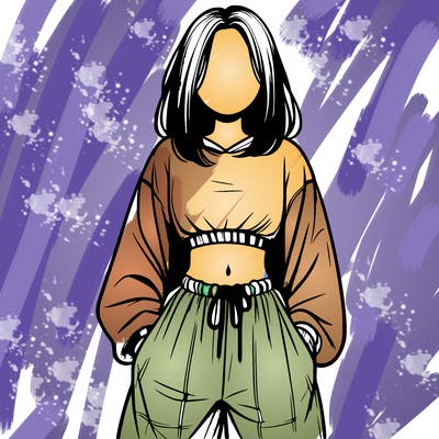 realistic girl faceless with baggy pants and a crop top