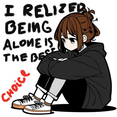 sad anime girl sitting alone