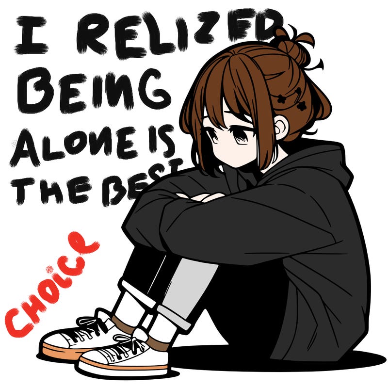 sad anime girl sitting alone
