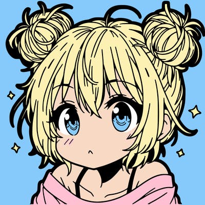 a manga girl with messy small buns