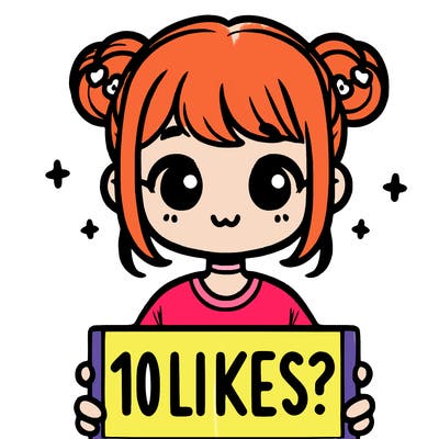 cute girl that is holding a sign that says 10 likes?