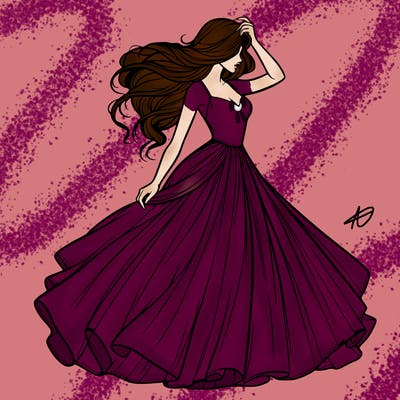 realistic woman with dress flowing in the wind