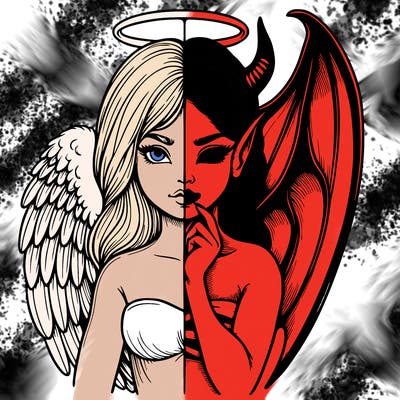 realistic angel half demon