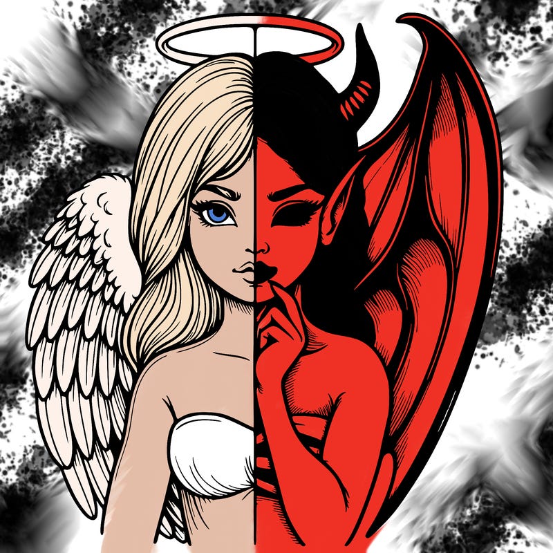 realistic angel half demon