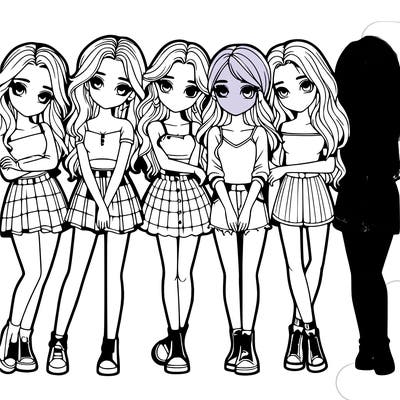 a group of girls realistic