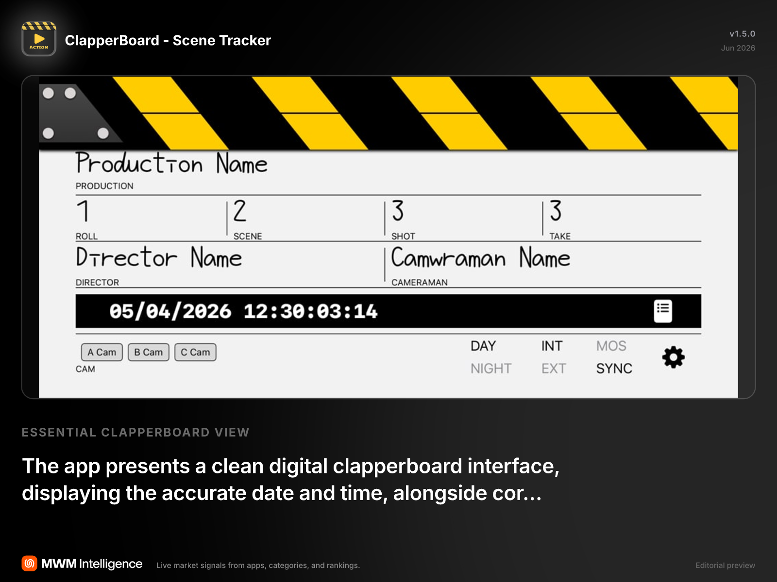 ClapperBoard - Scene Tracker - Productivity App | MWM