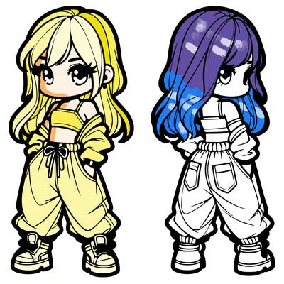 girl in crop top and baggy pants