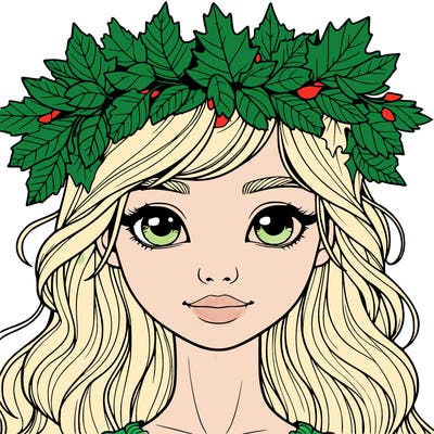 realistic girl with fall leaf crown