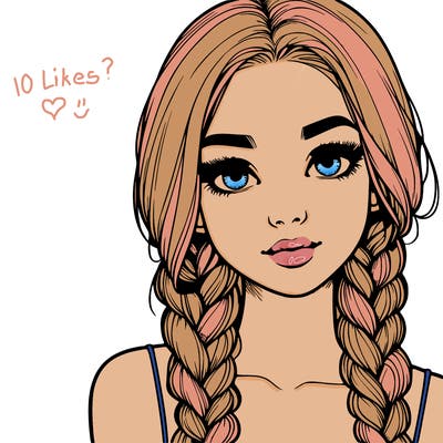 realistic girl with braids