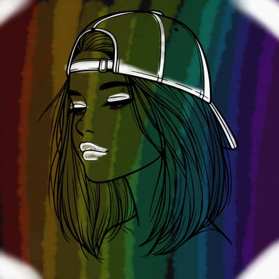 realistic  girl with a backwards hat