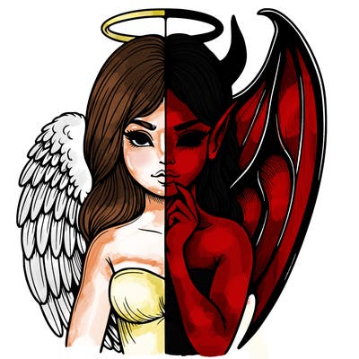 realistic angel half demon