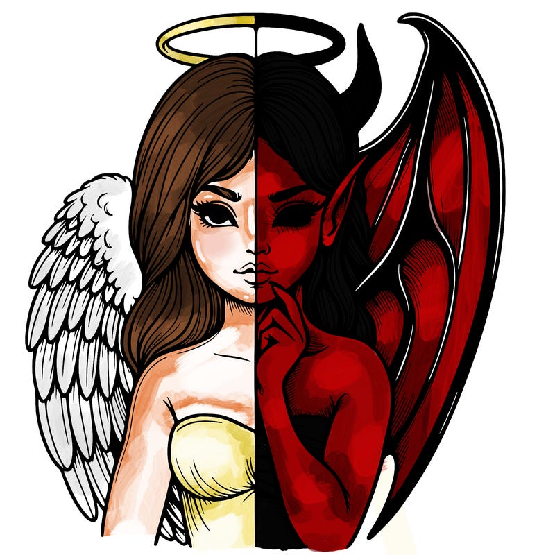 realistic angel half demon