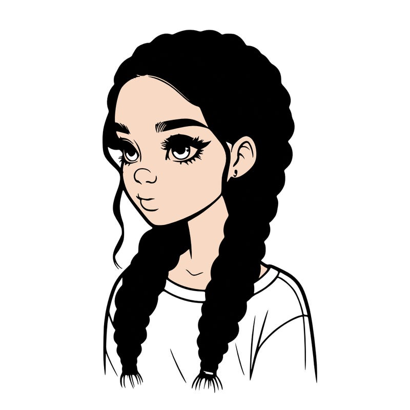 realistic girl with braids