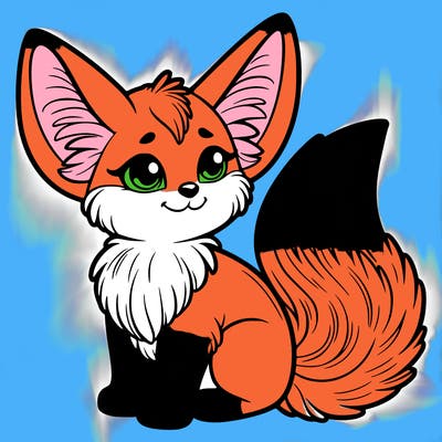 a fennec fox with a bushy tail furry