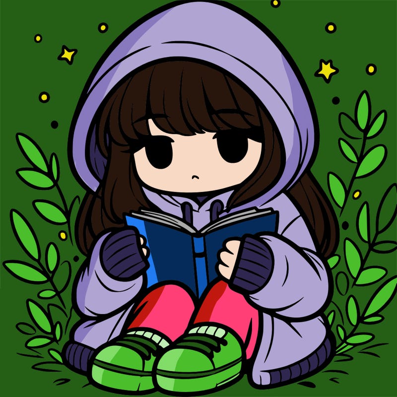 girl in oversized hoodie reading a book