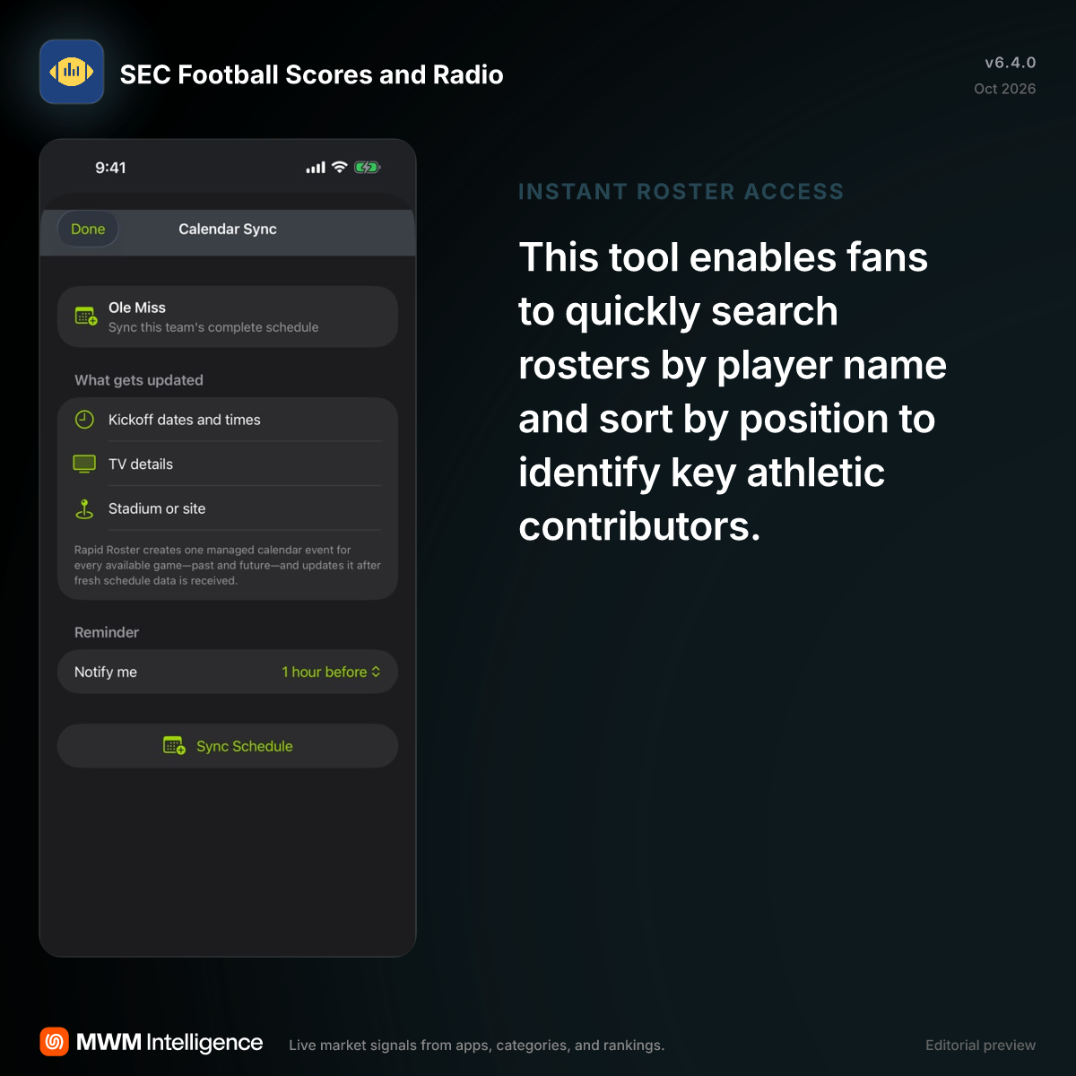 SEC Football Scores and Radio - Sports App | MWM