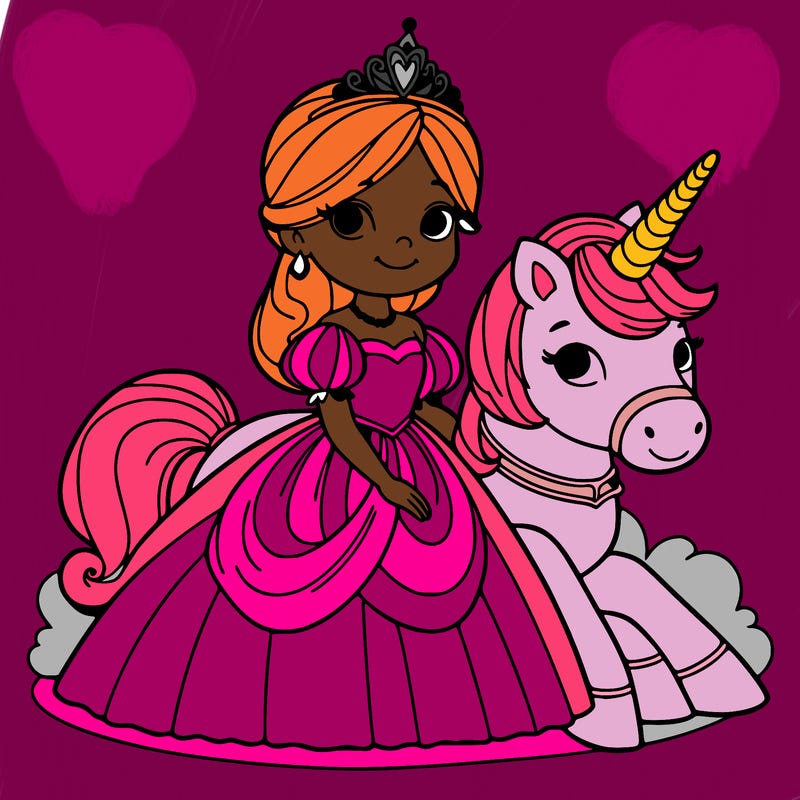 princess with a pet unicorn