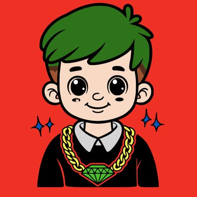 boy with diamond chain on his neck