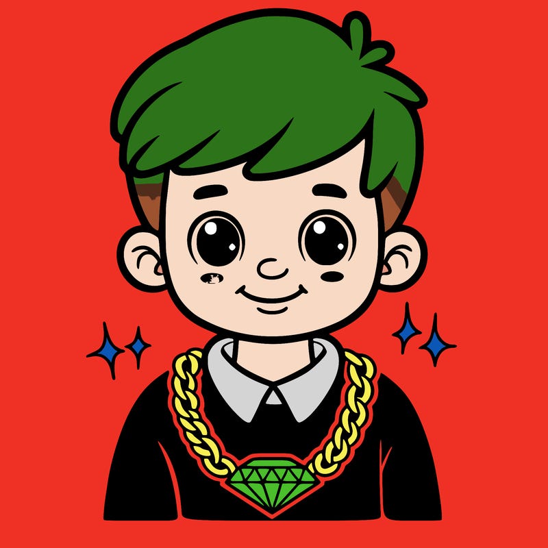 boy with diamond chain on his neck