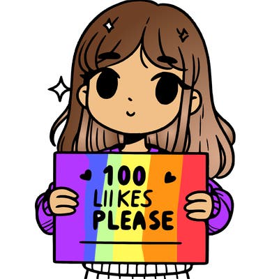 a girl holding up a sign saying 100 likes please