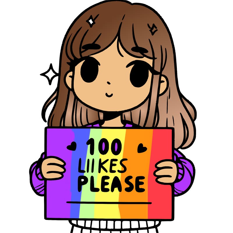 a girl holding up a sign saying 100 likes please