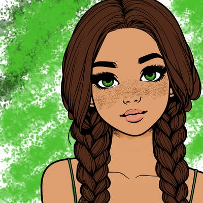 realistic girl with braids