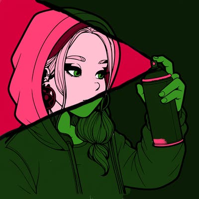 a realistic girl, spray painting