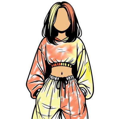 realistic girl faceless with baggy pants and a crop top