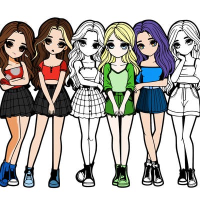 a group of girls realistic