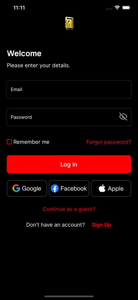THINA - Login screen for the THINA Sri Lankan cinema and TV app.