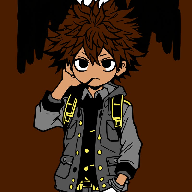 anime boy with crazy hair and 4 11 with drip