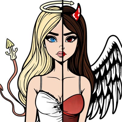 devil vs angel realistic girl