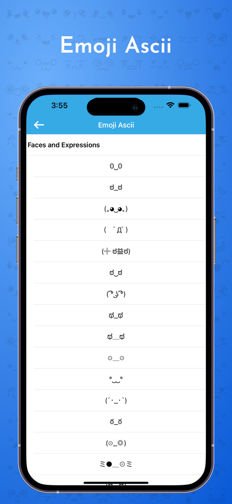 Dual Chat - for Telegram Web - A list of unique ASCII emojis and face expressions available in the Dual Chat for Telegram app.
