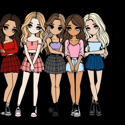 a group of girls realistic