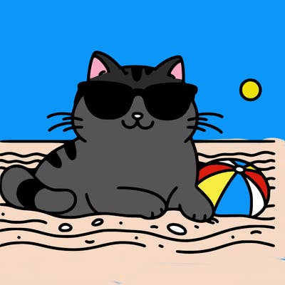 cat with sunglasses on the beach