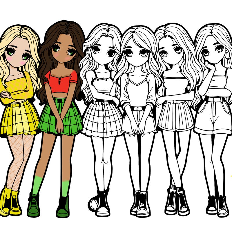 a group of girls realistic