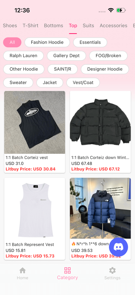 Kakobuy Sheets mobile app interface showing streetwear categories and products
