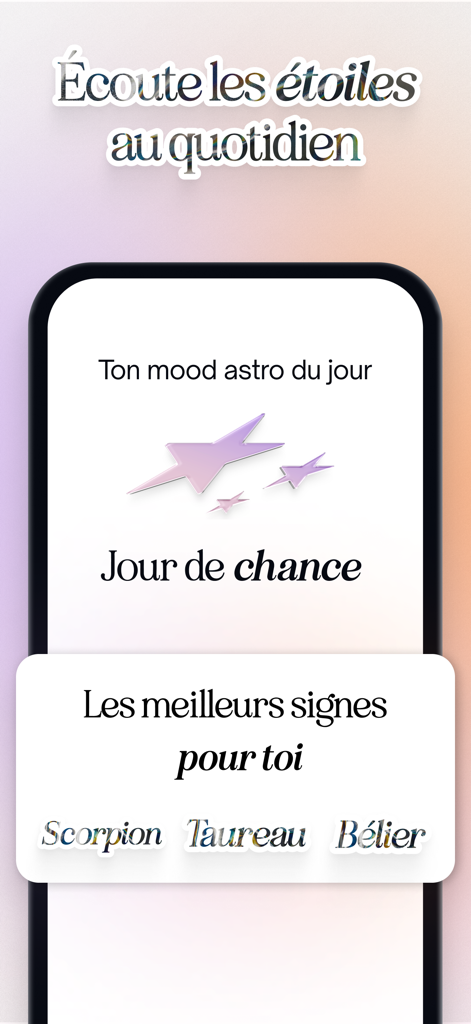 moonz: App de rencontre astro - Écran d'humeur astrologique quotidienne et de compatibilité zodiacale sur l'application de rencontre moonz