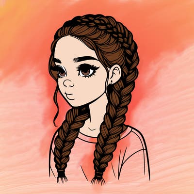 realistic girl with braids
