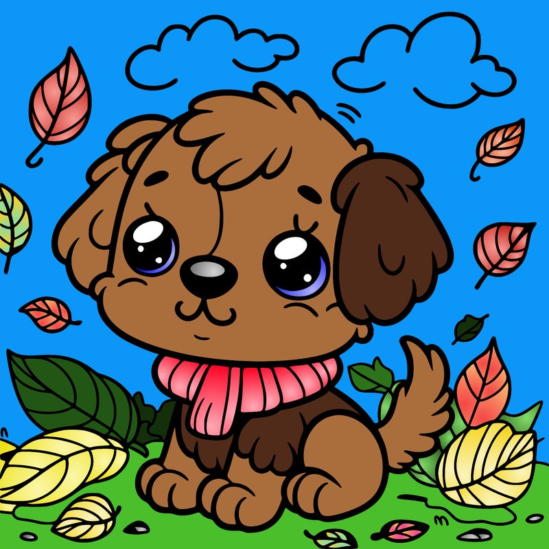really cute puppy in the fall