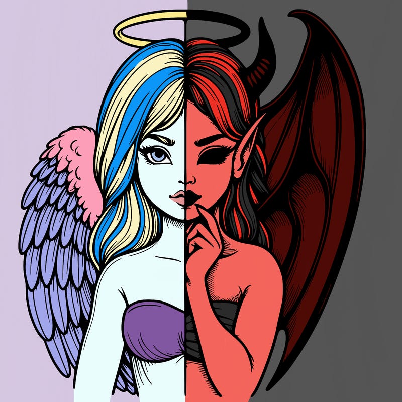 realistic angel half demon