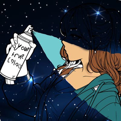 a realistic girl spray, painting