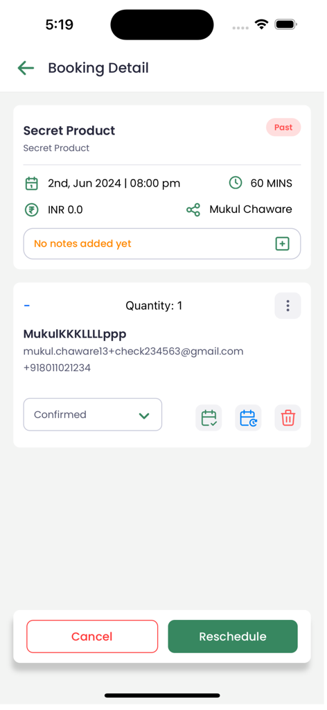 Appointment Booking - Appointo - Appointo app screen showing appointment details customer info and booking status.